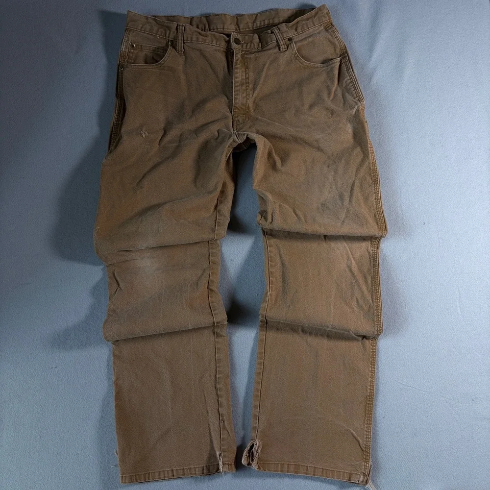 Dickies Mens Carpenter Pants Duck Brown Canvas Utility Workwear Straight Leg